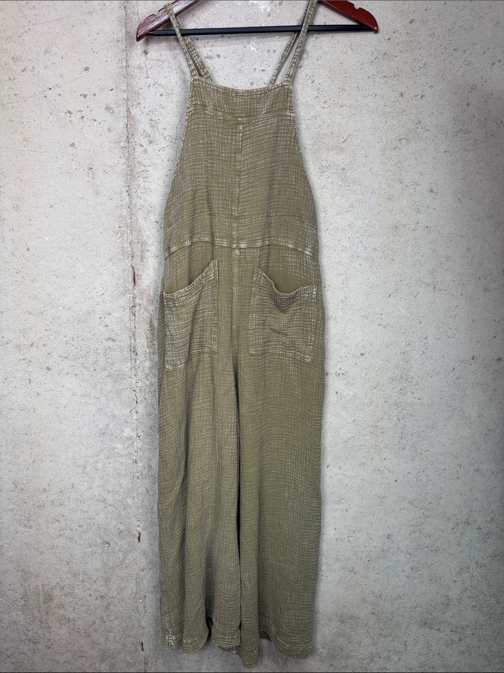 EASEL olive green Wide Leg Jumpsuit Adjustable Tie Straps sz S
